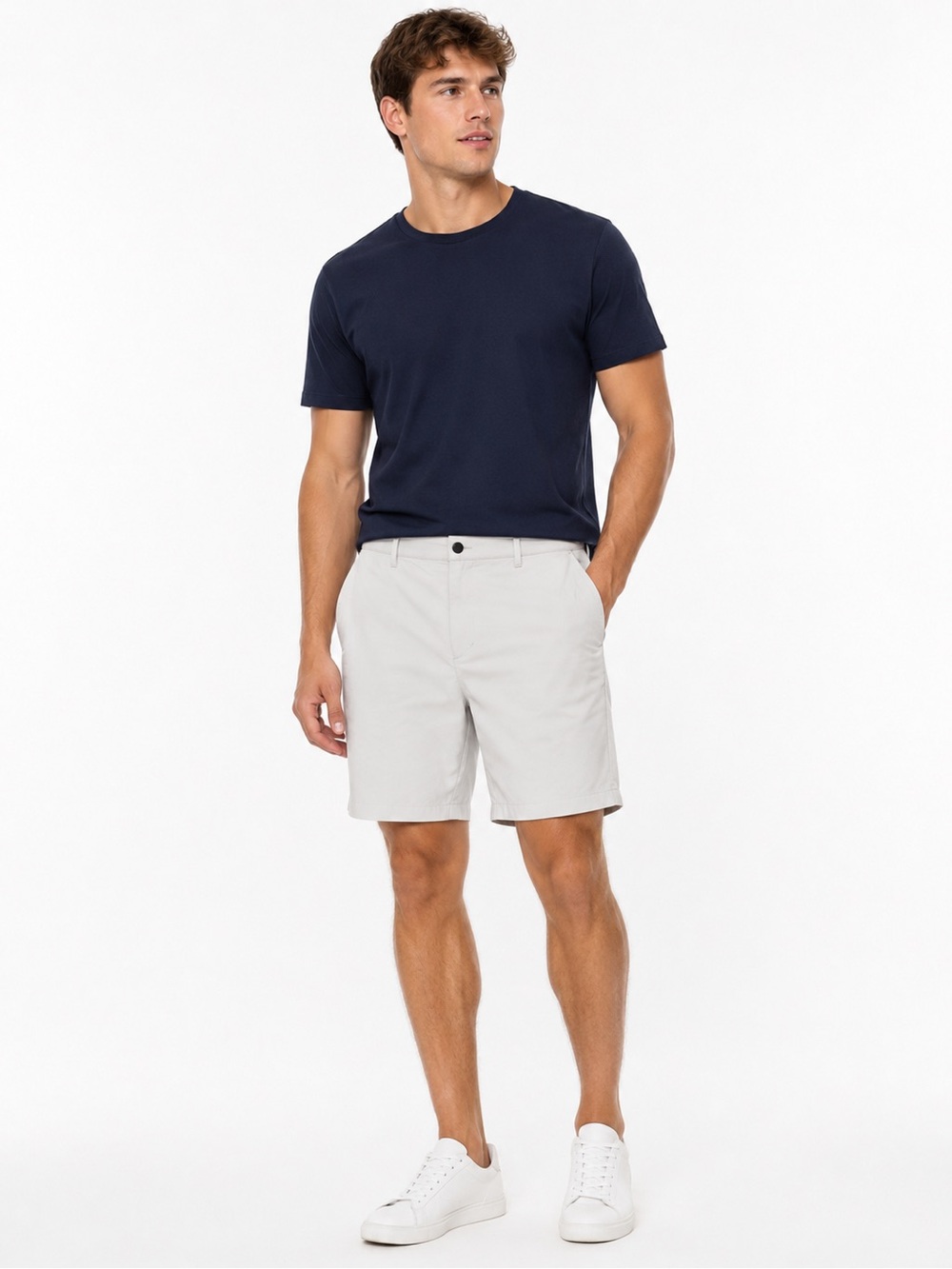 Gerry Weber Men's Flat-Front Chino Shorts in Light Gray
